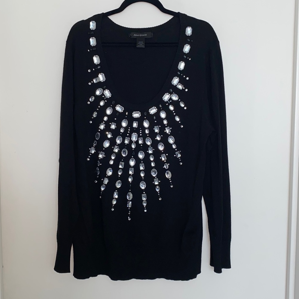 Ashley Stewart Rhinestone Long Sleeve Sweater